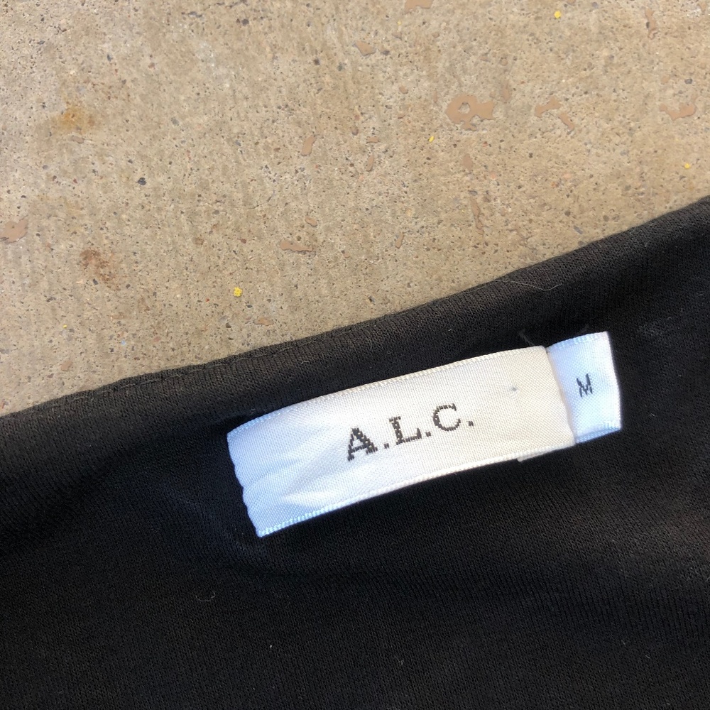 ALC Rib Knit Square Neck Midi Dress in Black - Picture 4 of 4
